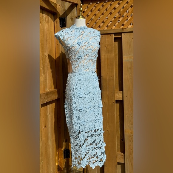 🆕 BRONX & BANCO 🧿 NWOT Lidia Lace Midi Dress - Pastel Blue - Size UK 10 / US 6 - Picture 5 of 16